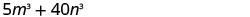 A mathematical expression displays 5m^3 + 40n^3, written in a clear, digital font on a white background, suggesting an algebraic problem or formula.